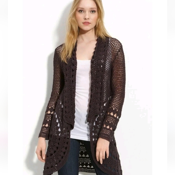 Joseph A. Lacy Crochet Long Cardigan - Picture 1 of 9